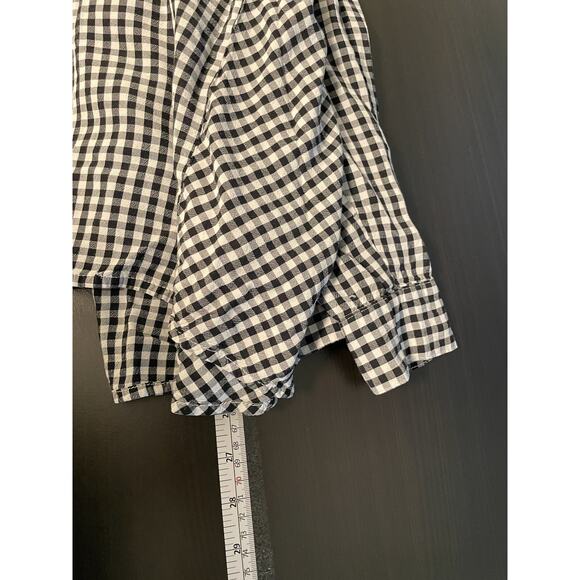 J. Jill Womens Top XL Black Rayon Gingham Long Sleeve Button Up Cottagecore FLAW - Picture 7 of 8